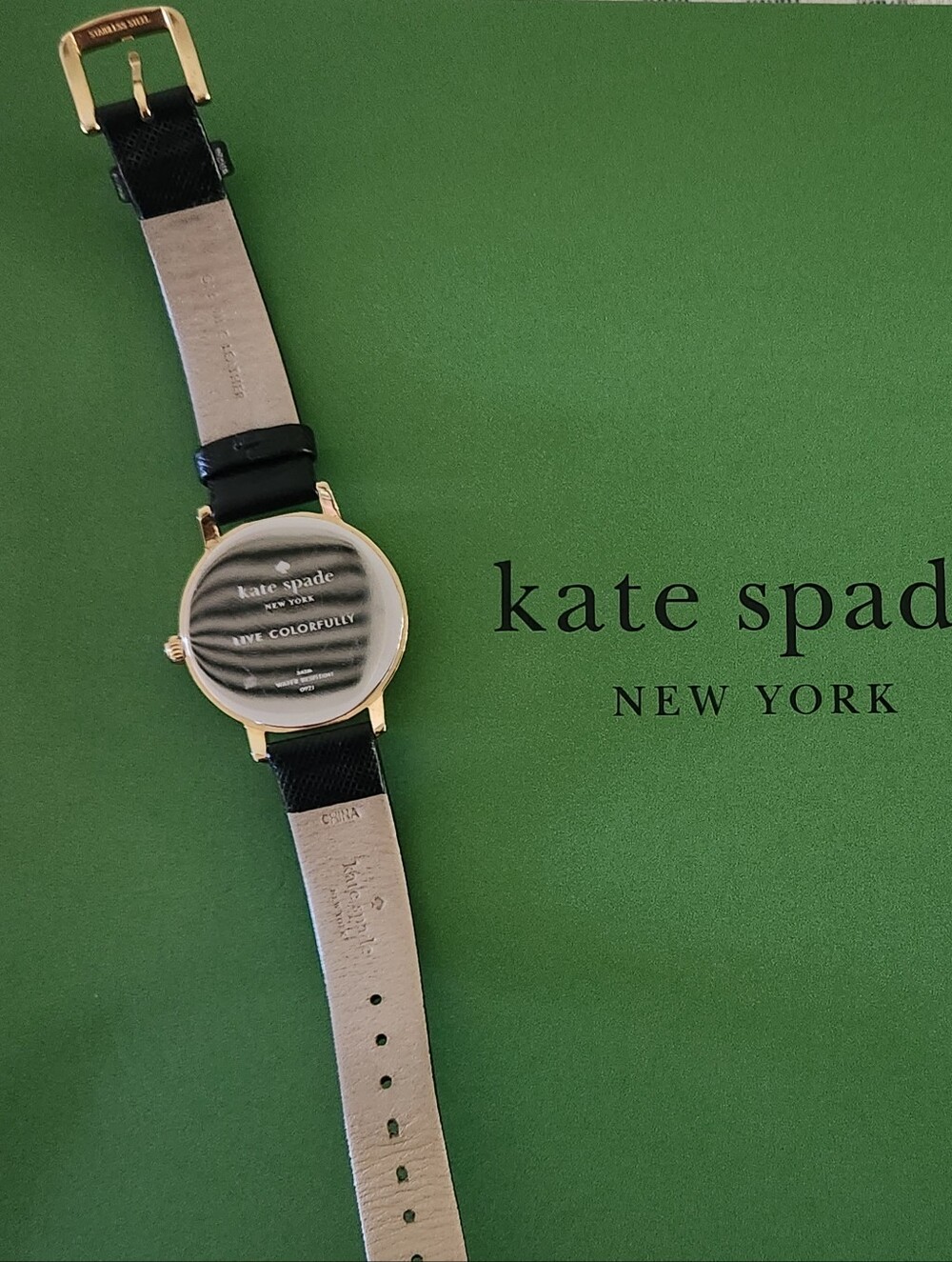 Kate Spade "J" Black & Gold Watch - Picture 3 of 5